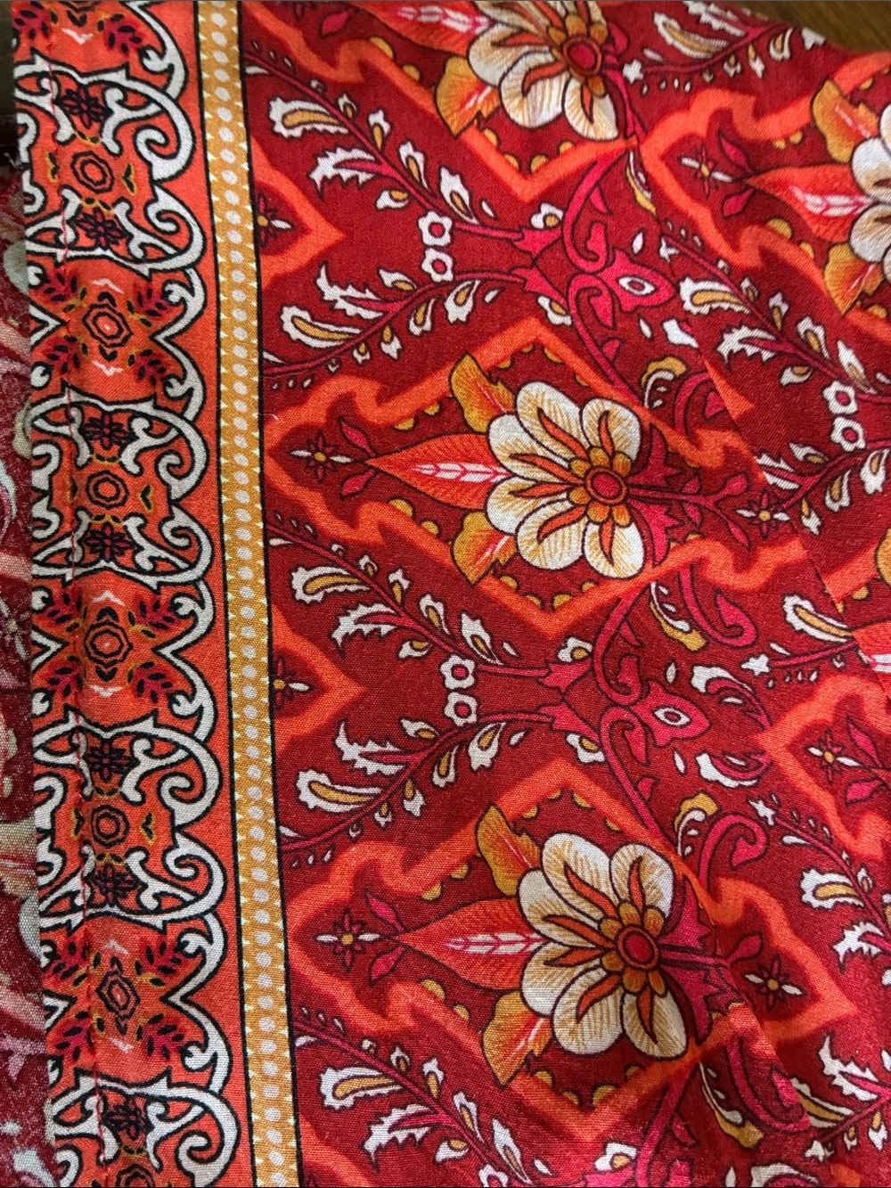 Boho Red Floral V-Neck Wrap Maxi Dress with Slit M - Picture 10 of 11